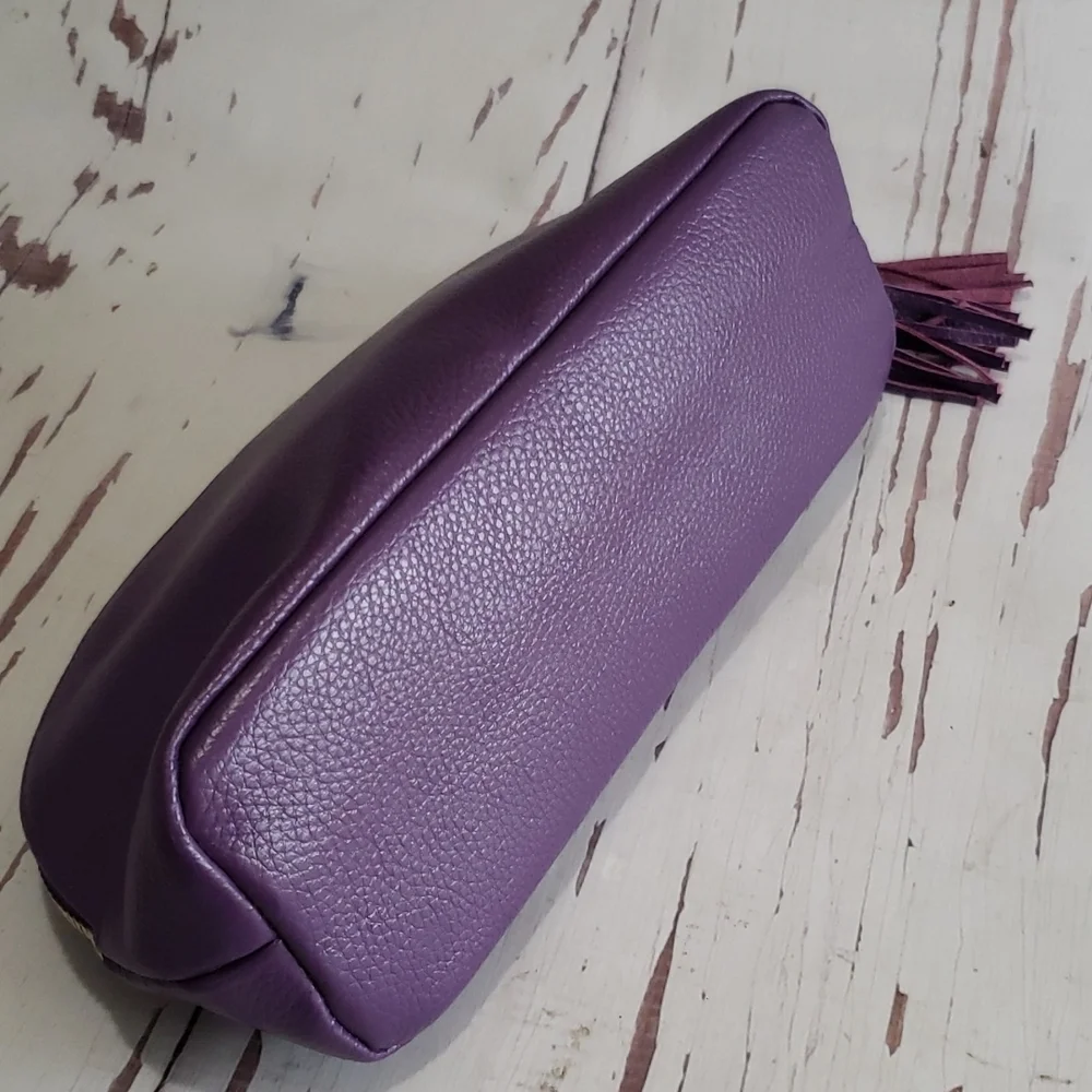 Moreller and Co. cosmetics, clutch Purple leather bag